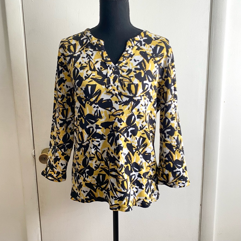 Rafaella Large Black & Yellow Blouse